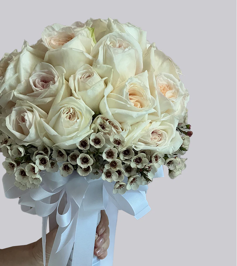 Classic White Bridal Bouquet - Image 3
