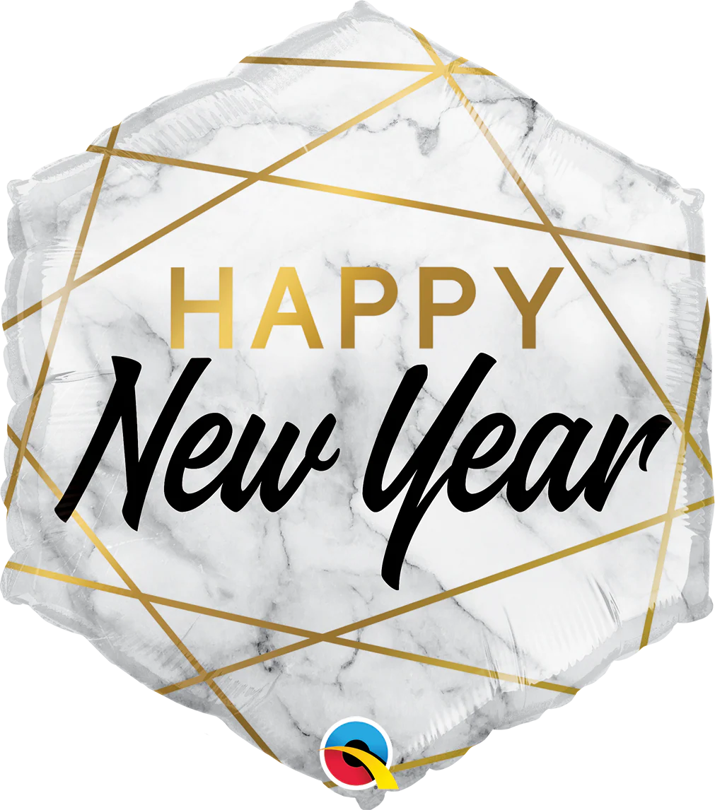 New Year Marble Rectangles Foil Balloon